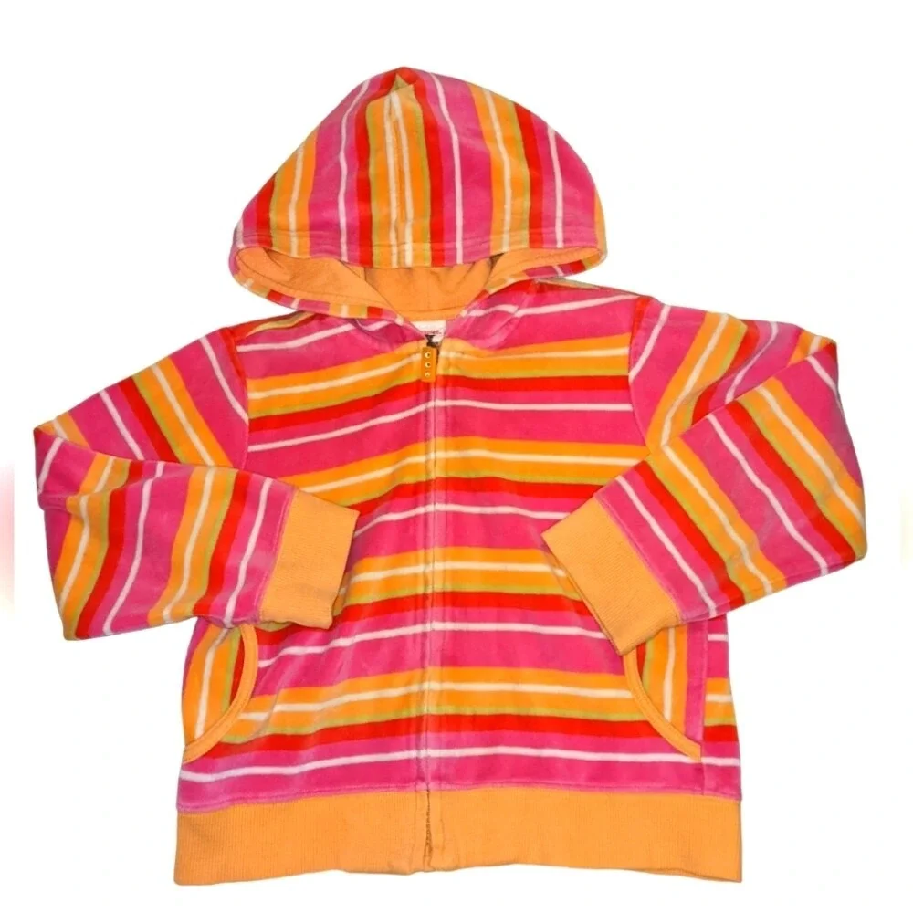 Gymboree retro Pink and orange velour striped‎ jacket size 8